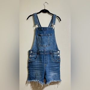 Denim overall shorts